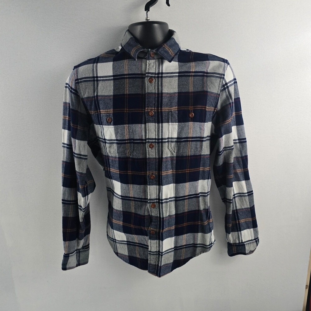 Express Men's Flannel Shirt Plaid Button Down Long Sleeve Blue Gray S 4356